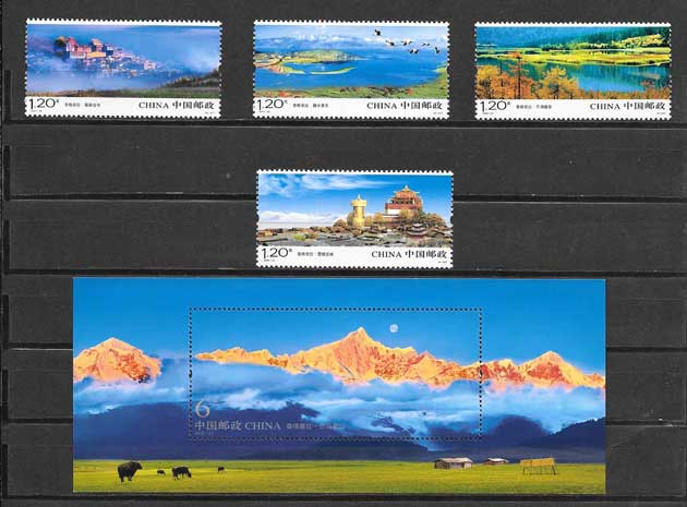 Philately stamps region Shangri - La