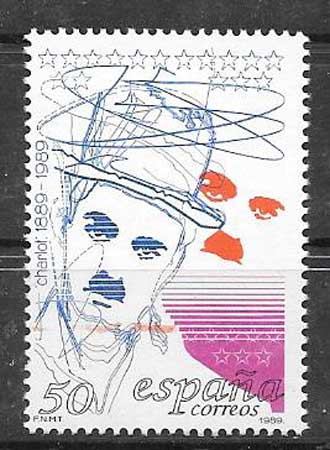 1989 stamps Spain personality Charlie Chaplin