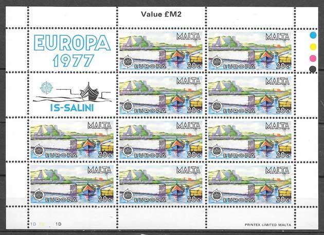 Colección sellos Tema Europa Malta 1977