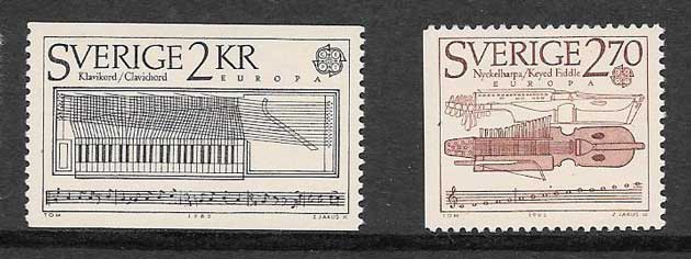 Coleción sellos tema Europa Suecia 1985